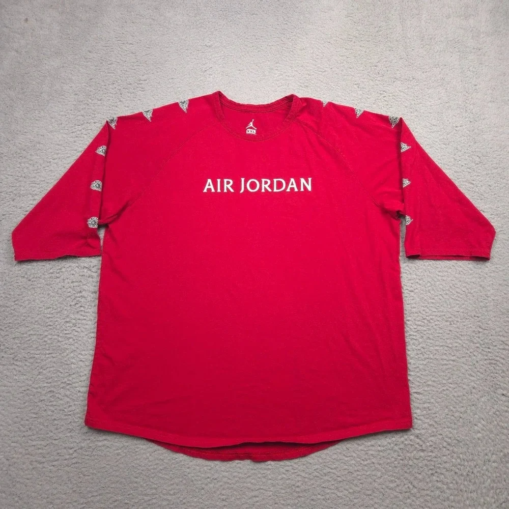 Jordan JSW Wings 3/4 Sleeve Shirt Men 2XL Red Air Jordan Graphic Cotton